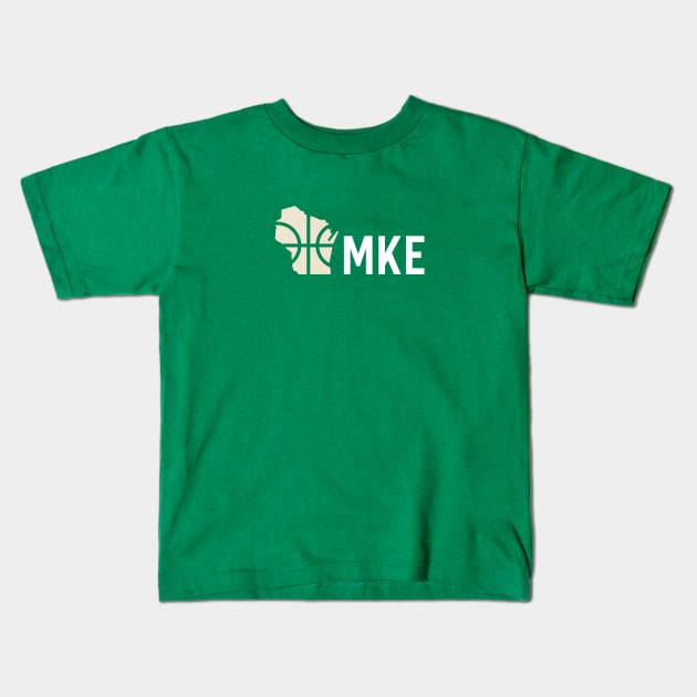 MKE - Milwaukee Wisconsin Basketball Kids T-Shirt by Modern Evolution